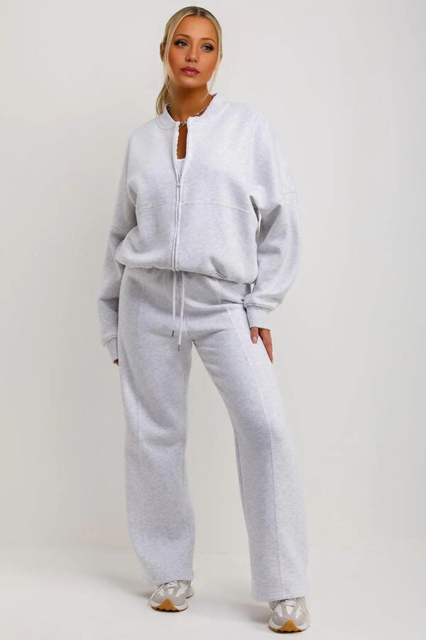 Bomber jacket with straight leg jogger