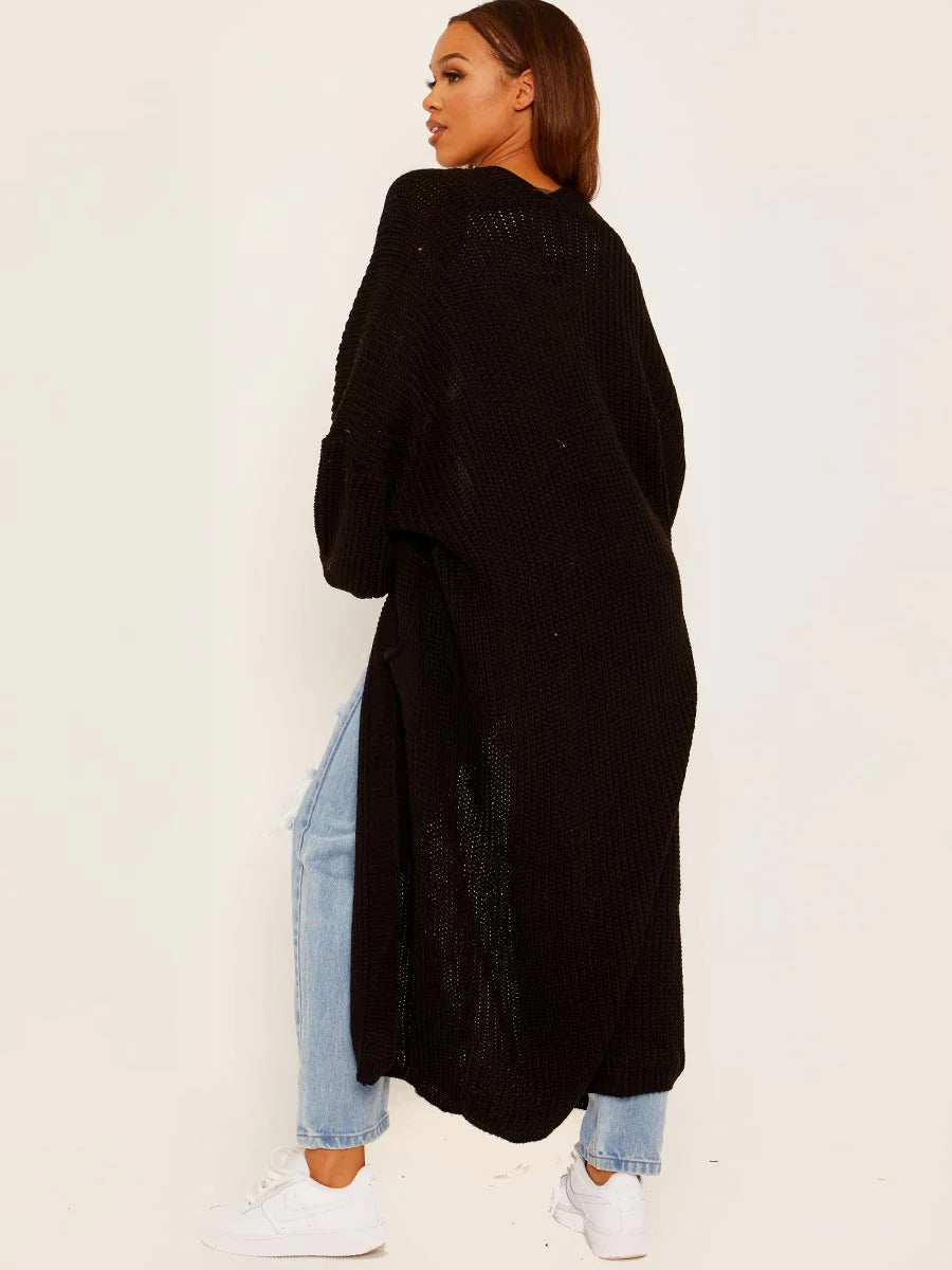 Balloon sleeve longline cardigan