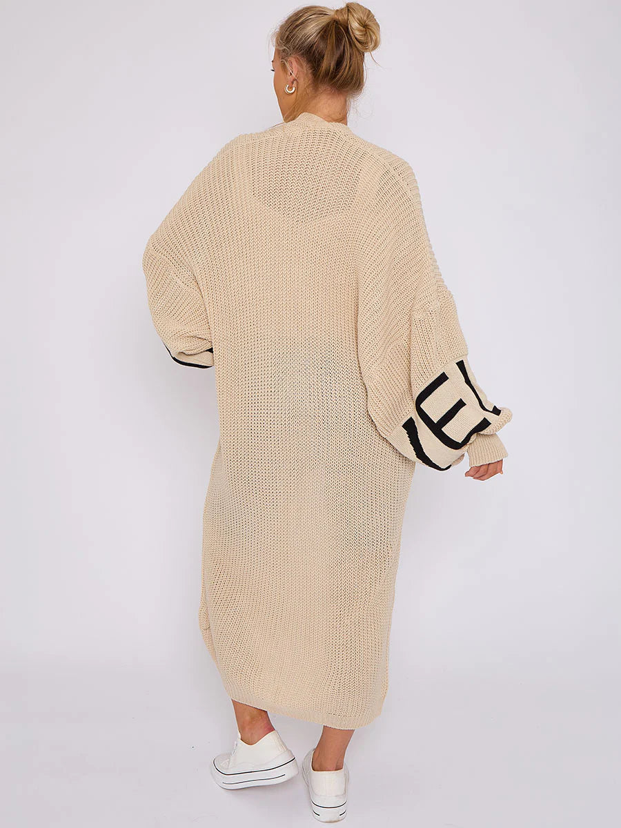 Love detail balloon sleeve cardigan