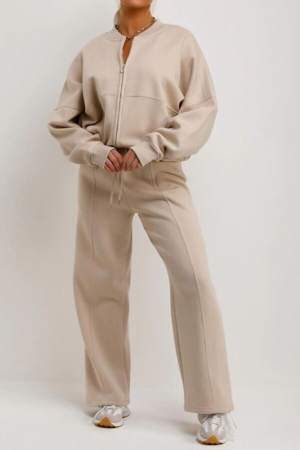 Bomber jacket with straight leg jogger