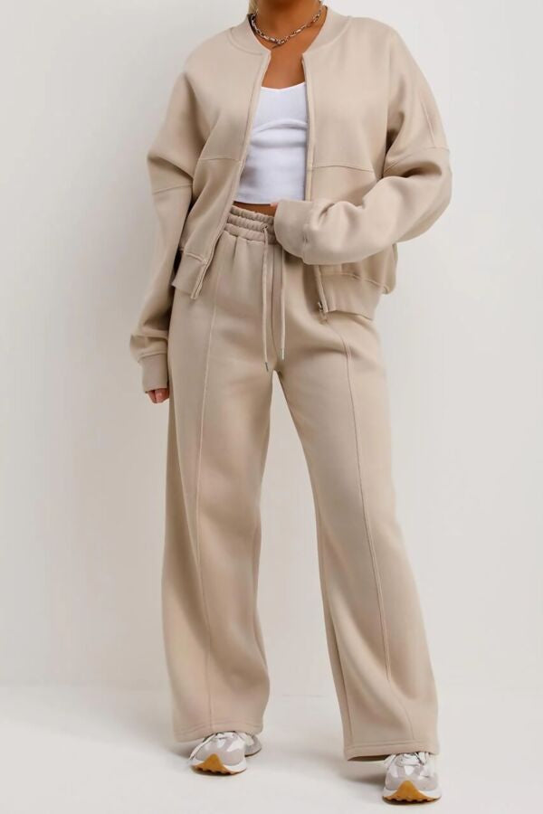 Bomber jacket with straight leg jogger